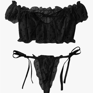 Amazon Essentials Black Sheer Bra Set